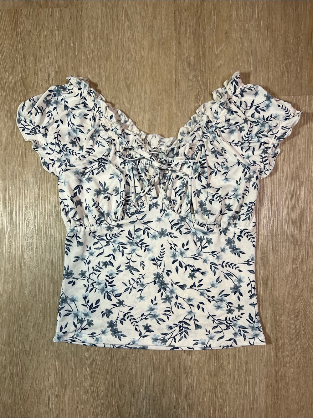 Floral Ruffle Tie-Front Women's Size Large Chic Summer Top